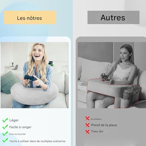 Coussin dos en U pour lecture et travail sur canapé ou dans le lit - 8