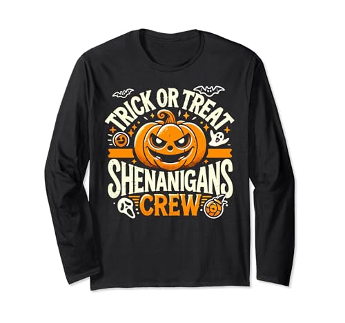Trick or Treat Shenanigans Crew Kids Halloween Trick Treat Maglia a Manica