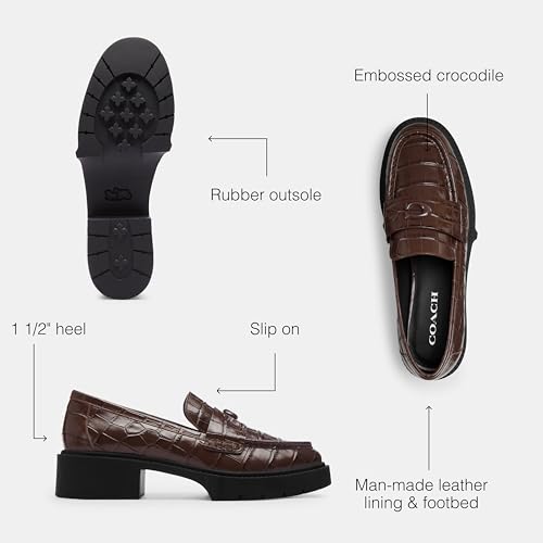 Image of Coach Leah Embossed Crocodile Loafer