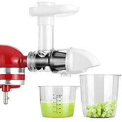 Licuadora Prensado en Frio, Gdrtwwh Licuadora Frutas Verduras，Extractor Accesorio para exprimidor para todos los KitchenAid Stand Mixer (blanco)