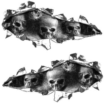 Ripped/Torn Metal Look Decals with Gray Skulls