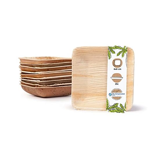 BIOZOYG Set Cuencos Snacks I 25 Piezas orgánicas Desechables Cuadrados 80ml, 8x8cm I Party vajilla compostable, Biodegradable I Hojas Palma vajilla desechable para Fingerfood Dips degustación Buffet