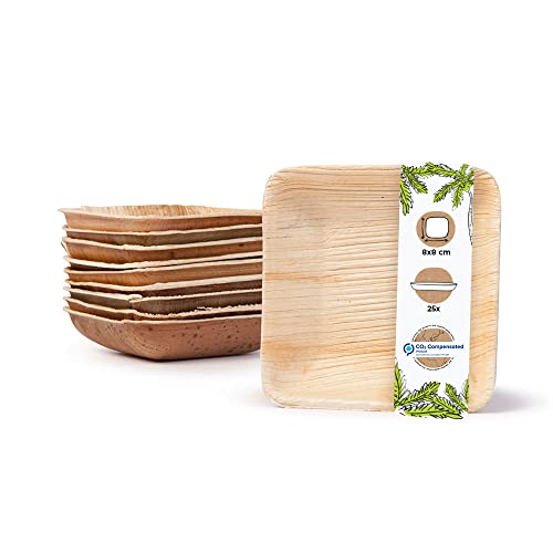 BIOZOYG Dipping Bowls 25 Pack 3 oz Square - Disposable Mini Bowls for Finger Food, Charcuterie, Dips, Sauces and Soy Sauce