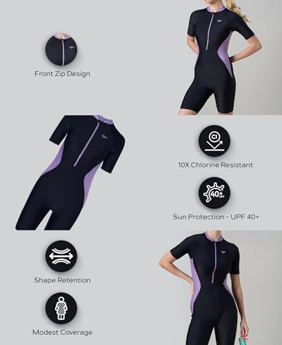Image of Speedo Women's Endurance10 Essential Panel Kneesuit Swimming Costume Swimwear