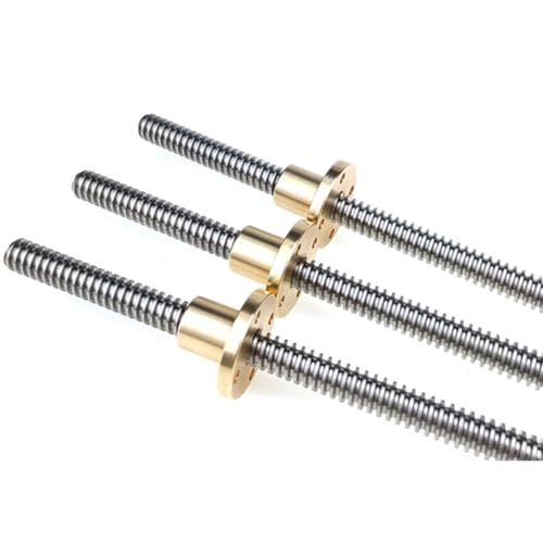 RAMBEX T12 Leitspindel for CNC-3D-Drucker, Gewinde 12 Mm Steigung 8 Mm 10 Mm Länge 100 200 250 300 400 500 Mm Trapezstange Aus Edelstahl Mit Kupfermutter, 1 Stück(300mm,Lead 10mm)