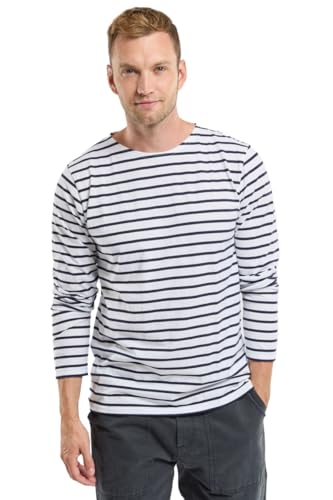 Armor Lux Men's Marinière plozévet Homme Long Sleeve Top Not Applicable, White (400 Blanc/Navire 400), Large