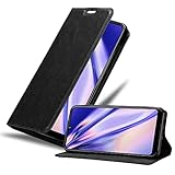 Cadorabo Hülle kompatibel mit Motorola MOTO E6 PLUS aus Premium Kunst Leder Flip Klappbare Stoßfeste Magnetische [Standfunktion] [Kartenfächern] Cover Hülle für Motorola MOTO E6 PLUS Tasche in Schwarz