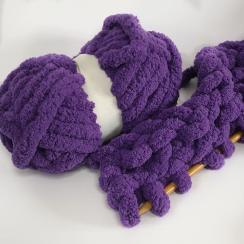 CAHOVY Purple Chunky Chenille Yarn for Crocheting Bulky Thick Fluffy Yarn for Knitting,Super Bulky Hand Blanket, Soft Plush Yarn Crochet Carpet/Scarf/Cushion/ 8 Jumbo Pack(63.76oz/197.68yd by CAHOVY - Used condition - Image 5