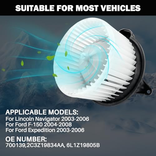 Image of 700139 AC Heater Blower Motor Fan Assembly Fit for Ford Expedition 2003-2006, f-150 2004-2008, for Lincoln Navigator 2003-2006 2C3Z19834AA, 6L1Z19805B