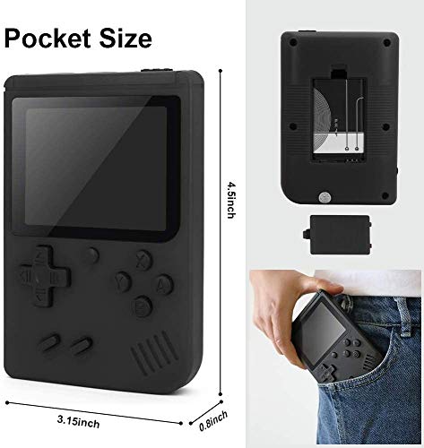 RICBD Handheld Game Console , Retro Mini Game Player with 400 in1 Classical Games , 3.0-Inch Color Screen Support for Connecting TV , Present for Kids and Adult (Black)