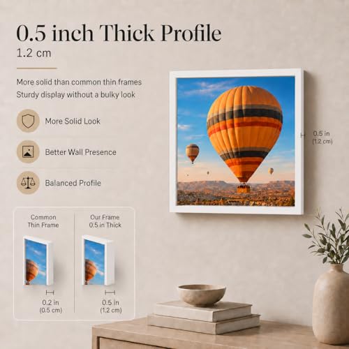 Image of JCJMY 10x10 Picture Frame White for Wall Hanging, Wall Mounting Horizontally or Vertically, 10 x 10 Square Wall Gallery Poster Photo Frame with Durable Shatter Resistant Plexiglass, White