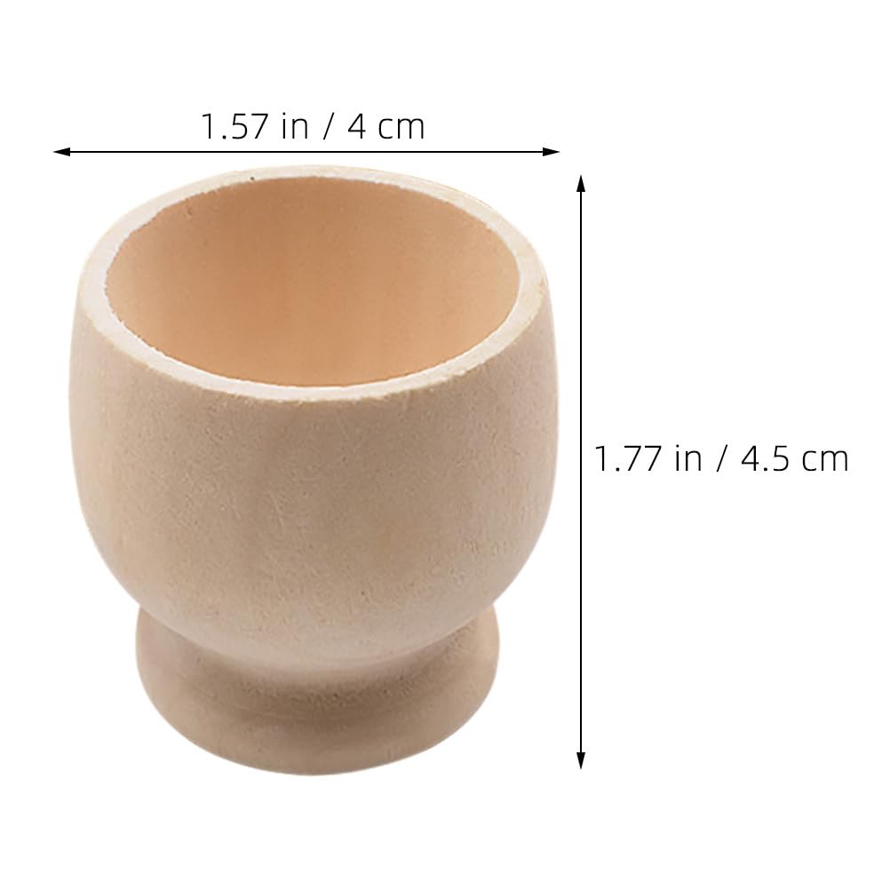 Cabilock 12pcs Wooden Egg Holders for Easter Diy Painting, Natural Wood Egg Cups for Crafting, Easter Decorations and Home Decor, Beige, 1.77x1.57x1.57 Inches