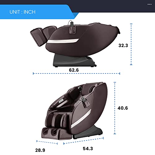 Zero Gravity Full Body Electric Shiatsu Massage Chair Recliner With Built-In Heat Therapy Foot Roller Airbag Massage System For Home Office,Brown #TOP2