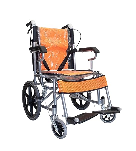Stutenham Pediatric Standard Wheelchair 14 Inch Seat Width Kids Foldable Standard Steel Wheelchair For Children Red Color Frame Weight Capacity 70 kgs Rear Mag Wheel Swing Away Footrest