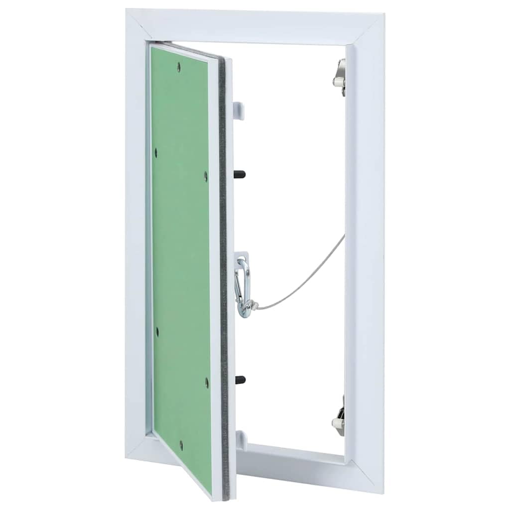 Puerta de acceso verde plata 25 x 45 cm para interior y exterior duradera de aluminio yeso, ideal para mantenimiento, inspección, cubierta de pozo, protección contra incendios, construcción