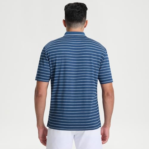 Camiseta polo para hombre, manga corta, tejido Dry Fit, con rayas y cuello de polo, ideal para golf y uso casual en el trabajo miniatura 2