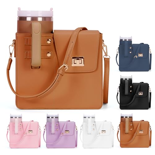 Image of Asaint Stanley Cup Purse Crossbody Bag for 40oz Tumbler with Handle, Water Bottle Purse Pocket Adjustable Strap