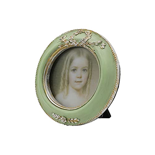 Small Vintage 3X3 Round Picture Frame, Mini Antique Ornate Circle Photo Frame, Table Top Display And Wall Hanging Home Decor, Old Fashioned Photo Gallery Art Deco, Pale Green – By Sylvia‘s Shop #TOP1