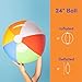 Top Race 6 Pack Inflatable Large Beach Balls 24 inch Pool Ball Summer Parties, and Gifts, Pool Balls for Swimming Pools - 6 Set Blow up Rainbow Color Beach Ball
