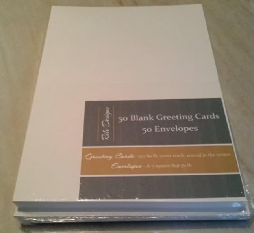 5" X 7" Heavyweight Blank Ivory Printable Greeting Card Set - 50 Cards & Envelopes