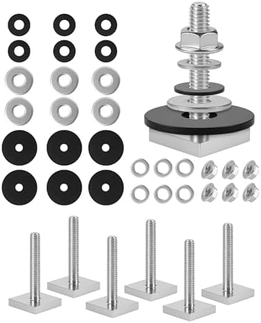 T Slot Bolts for Thule, Yakima Roof Rack Cross Bars, Platform, Cargo Basket, Stainless Square T Track Bolt Adapter to Secure Bike/Ski/Kayak Rack, Solar Panel, Awning, M6x35mm, 4mm Thickness