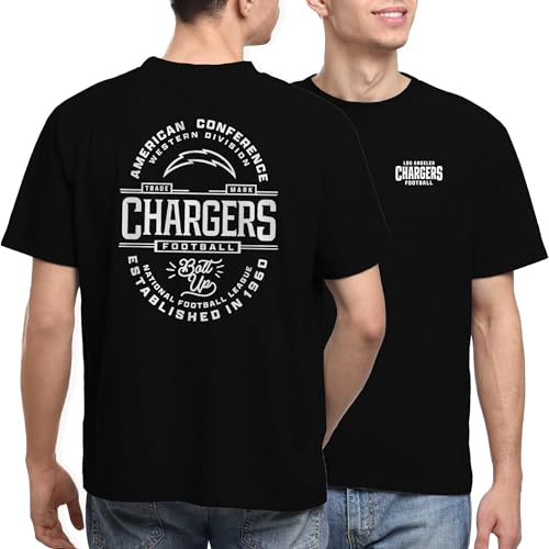 Junk Food NFL - Unisex Adult Short Sleeve Fan Tee - Los Angeles Chargers Heritage Type - Officially Licensed - Black - Medium