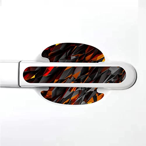 Image of CVANU Car Door Handle & Door Bowl Pack of 8 Anti-Scratch Guard Protective Cover Orange-Black Self-Adhesive Vinyl Sticker Cv9