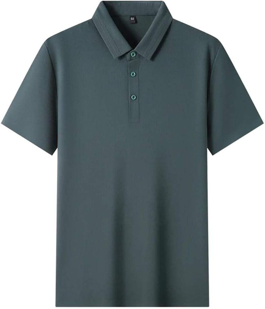 トップス REGULAR FIT POLO COLLAR SHIRT Mens Plain Turn Down Collar Polo Shirt Solid Color Short Sleeve