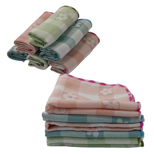 Image of ANVIK Women Check Handkerchief - Cotton Hanky, Face TowelHanky for Kids Boys Girls for School (Pack of 6 Pc)