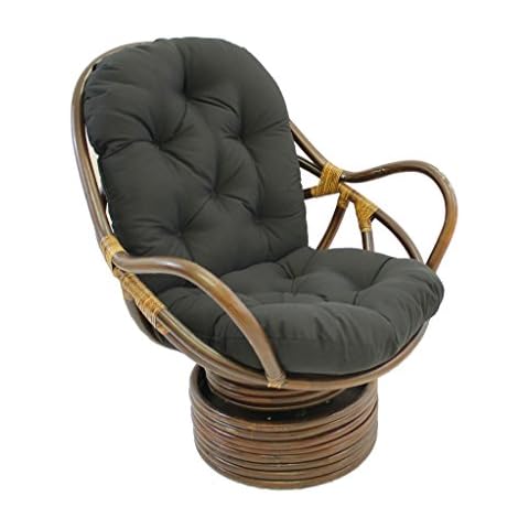 International Caravan Furniture Piece Swivel Rocker with Twill Cushion, Black Cover