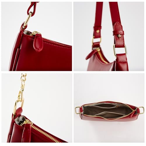 Shoulder Bags for Women Leather Hobo Sling Tote Handbag Retro Clutch Purse with 2 Removable Straps and Zipper Closure - Image 6