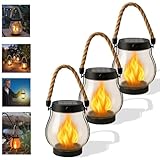 Cytbek Solar Lantern Lights Outdoor - 4pcs Flicking Flame LED,...