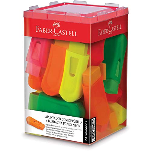 Fc Mix 4 Assorted Colors Rubber Sharpener, Faber-Castell, Neon, Pack Of 24 Units #TOP9