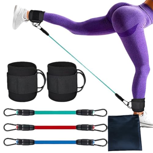Quixotical Fasce di Resistenza alla Caviglia con Polsini, Attrezzatura per Allenamento Glutei, Attrezzatura per Esercizi per Gambe e Glutei, Ankle Straps Gym per Uomo & Donna