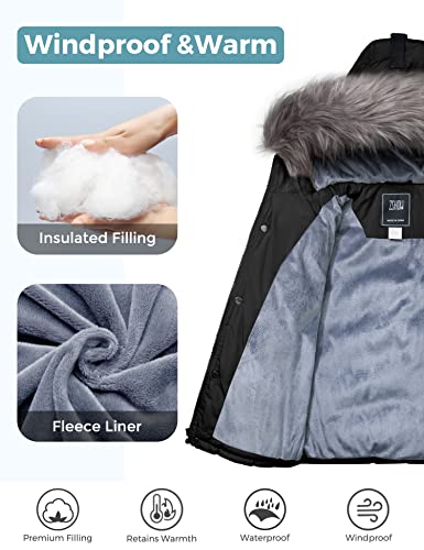 Zshow Boy's Puffer Coat Windproof Quilted Parka Warm Winter Jacket With Hood(Black,6-7) #TOP2