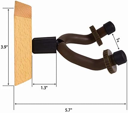 Guitar Wall Mount Hanger 2 Pack Real Hardwood Guitar Hanger Wall Hook Bracket Holder Stand Display with Screws - Easy To Install - Fits All Size Guitars, Bass, Mandolin, Banjo, Ukulele