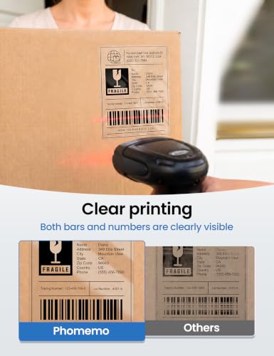 Image of Phomemo 4 inchx6 inch Thermal Shipping Labels, Transparent, 100 Sheets Per Roll