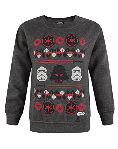 STAR WARS Darth Vader Sweatshirt Boys Kids Fair Isle Christmas Jumper