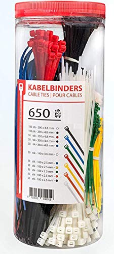 Kabelbindersortiment, verschiedene Längen und Farben, 650-teilig Cover