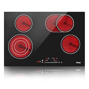Electric Cooktop Ceramic Stove 4 Burners 30 inch Built-in Countertop Burners Cooker Satin Glass in Black Touch Sensor Control,Timer,Child Safety Lock,9 Power Levels,220-240V 7200W