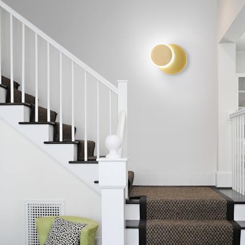 Image of Modern LED Gold Wall Sconces Set of Two Acrylic Wall Lights Lighting Fixture 6000K White Light 8W Dimmable Wall Lamp Round Sconces Wall Lighting for Indoor Bedroom Bedside Hallway