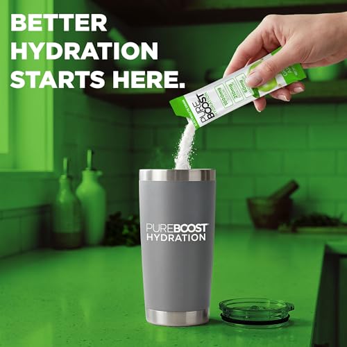 Image of Pureboost Sugar-Free Electrolyte Hydration Packets, Green Apple 14ct