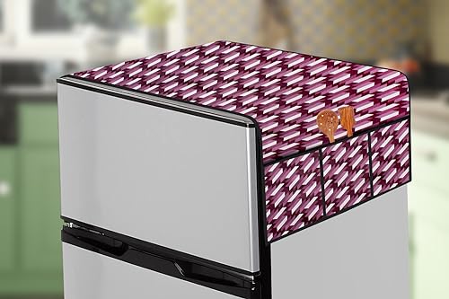 Image of The Furnishing Tree Fridge Top Cover Compatible for Samsung RT37C4512S8 /HL, 322 LTR WxL 65x111 in CM Symmetric Pattern Voilet