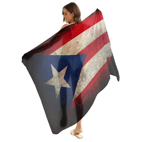 Guhothli Puerto Rico Flag Sarong Coverups for Women Swimwear Chiffon Cover up Beach Sarong Swimsuit Wrap Skirt Bathing Bikini