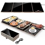 FEPPO Electric Warming Tray, 4-in-1 Food Warmers for Parties Buffet with 10 Temp Settings and Timer, 33"x15" Glass Surface Warming Mat for Food, Modular Buffet Hot Plates for Catering and Gatherings