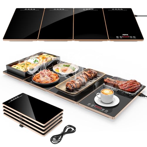 FEPPO Electric Warming Tray, 4-in-1 Food Warmers for Parties Buffet with 10 Temp Settings and Timer, 33"x15