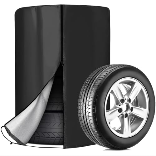 FYCAINIO Tire Cover for Ford Fiesta,Heavy Duty 420D Outdoor Tire Storage Waterproof All Seasonal Protection, with Waterproof Zipper (Holding 4 Tires Within 28 Inch Diameter)