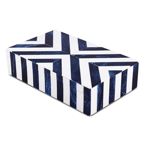 Image of Handicrafts Home Chevron Collection, Storage Organizer Decorative Box Multipurpose Gift - Chevron Blue 10x6x2.5 inch