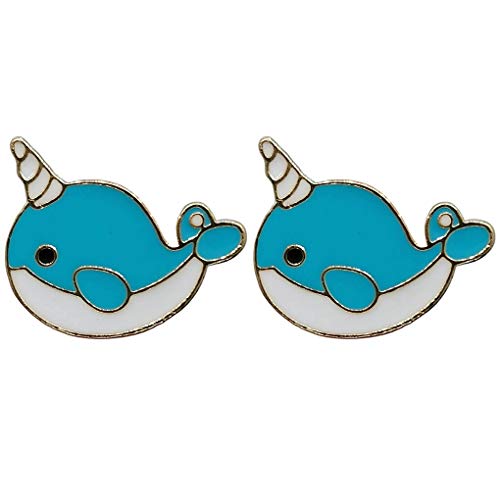 Preisvergleich Produktbild CoSunny Anstecknadel, Einhornwal, Emaille, 2 Stück