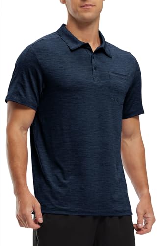 Image of Rdruko Men's Polo Shirts Short Sleeve Quick Dry Outdoor Golf Sports Shirts with Pocket